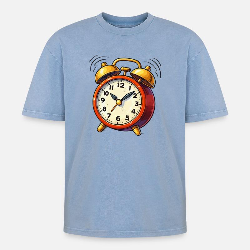 Réveil Réveil Réveil Comic Clock - T-shirt Premium unisexe oversize acid-washed - bleu délavé acide