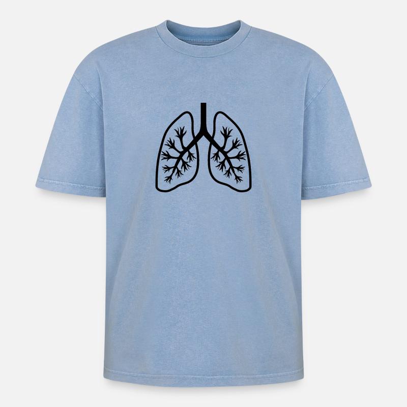 Lungen - Oversized Unisex Premium Acid-Washed T-Shirt - Blau Acid Wash