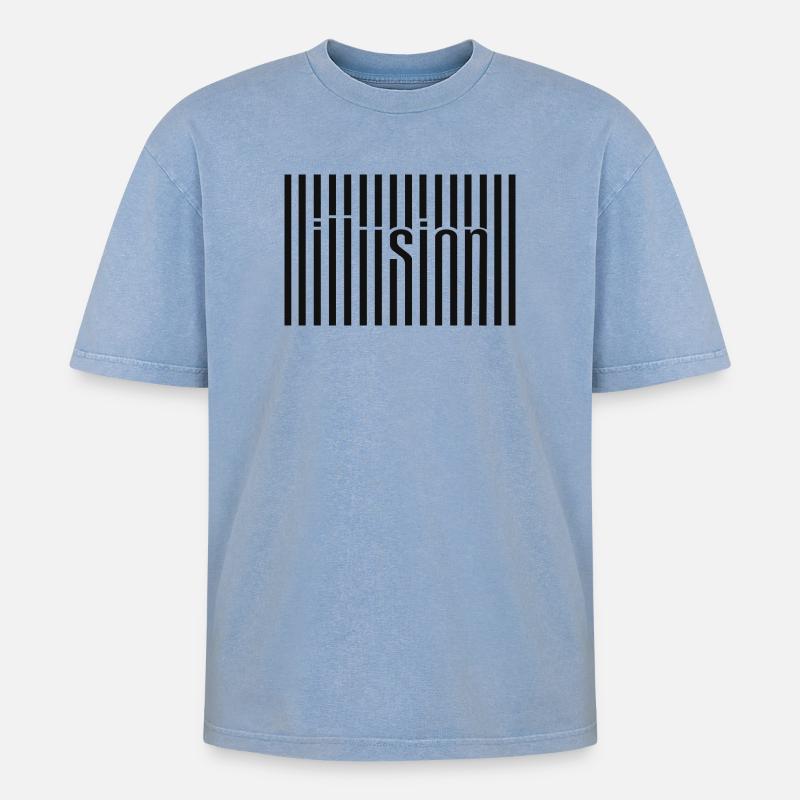 Illusion Barcode Textkunst - Oversized Unisex Premium Acid-Washed T-Shirt - Blau Acid Wash