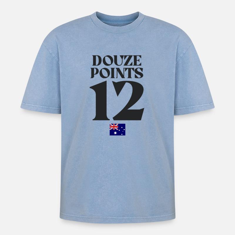 Douze Points Australie Eurovision - T-shirt Premium unisexe oversize acid-washed - bleu délavé acide