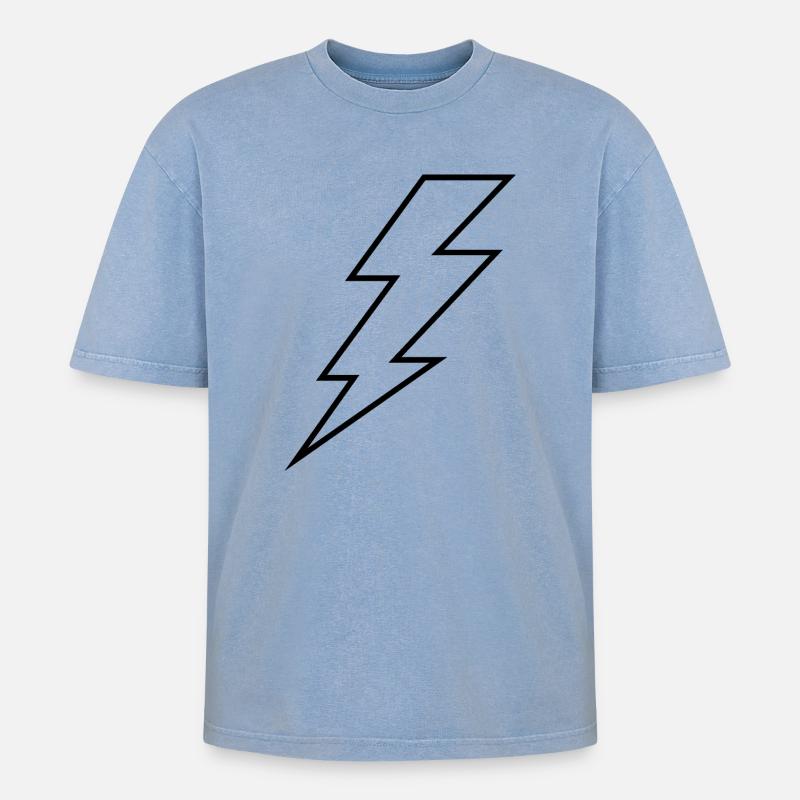 Éclair - T-shirt Premium unisexe oversize acid-washed - bleu délavé acide