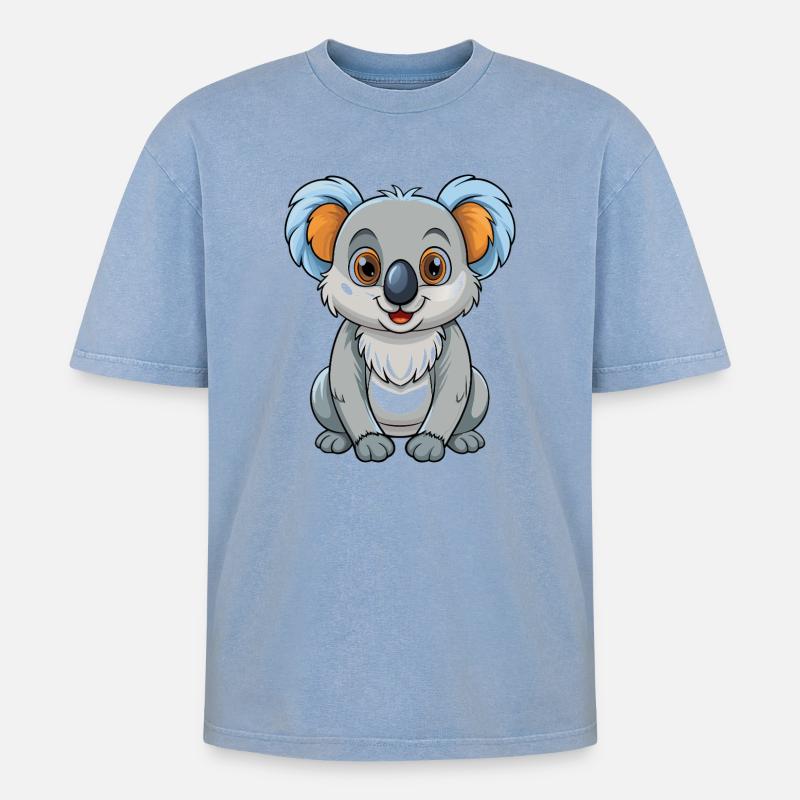Koala - T-shirt Premium unisexe oversize acid-washed - bleu délavé acide