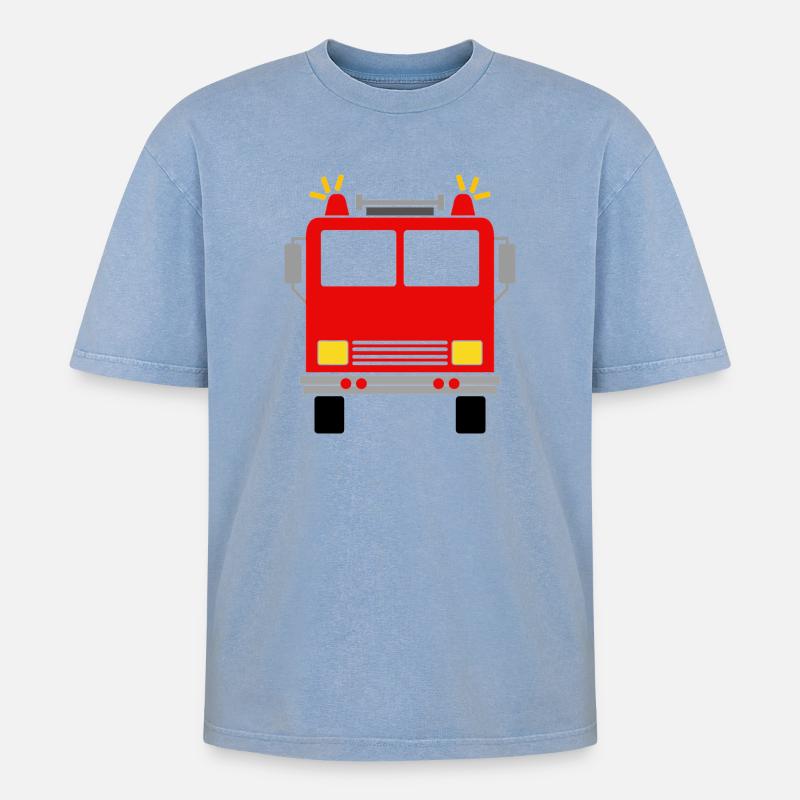 Fire engine - Oversized Unisex Premium Acid-Washed T-Shirt - acid washed blue