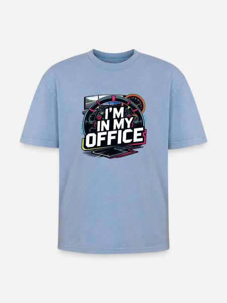 I'm in my office - Oversized Unisex Premium Acid-Washed T-Shirt - acid washed blue