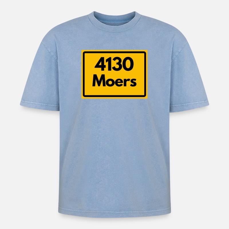 ANCIEN CODE POSTAL RÉTRO 4130 MOERS - T-shirt Premium unisexe oversize acid-washed - bleu délavé acide