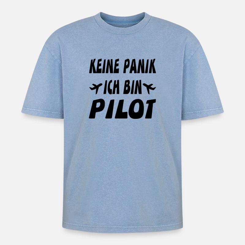 Pilot - Oversized Unisex Premium Acid-Washed T-Shirt - Blau Acid Wash