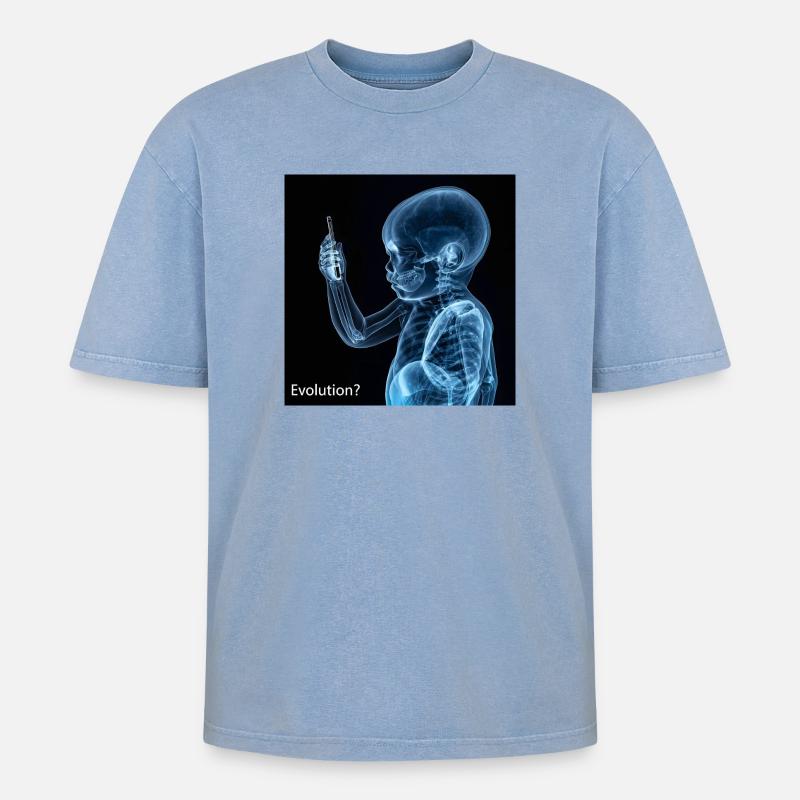 Évolution du smartphone - T-shirt Premium unisexe oversize acid-washed - bleu délavé acide