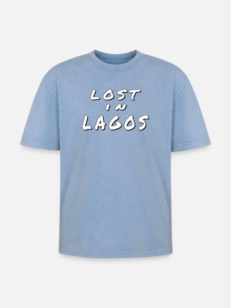 Lost in Lagos – Algarve Design - Oversized Unisex Premium Acid-Washed T-Shirt - acid washed blue