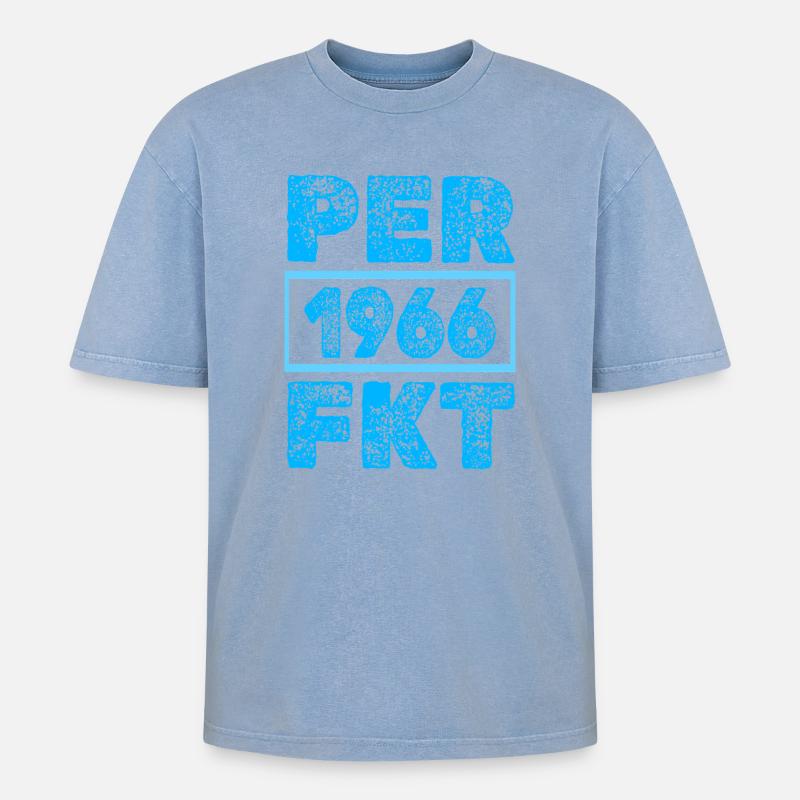 Perfektioniert 1966 - Oversized Unisex Premium Acid-Washed T-Shirt - Blau Acid Wash