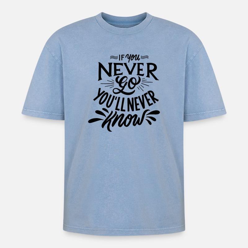 positiver Satz - Oversized Unisex Premium Acid-Washed T-Shirt - Blau Acid Wash