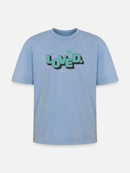 Aimé 1 Jean 4:16 Foi chrétienne - T-shirt Premium unisexe oversize acid-washed - bleu délavé acide