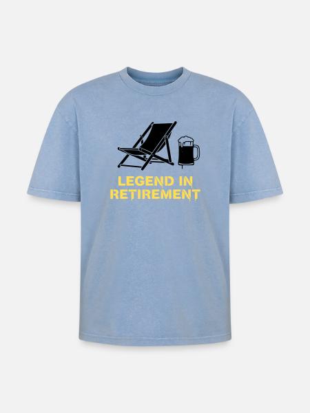 Retired Legend Rente Liegestuhl - Oversized Unisex Premium Acid-Washed T-Shirt - Blau Acid Wash