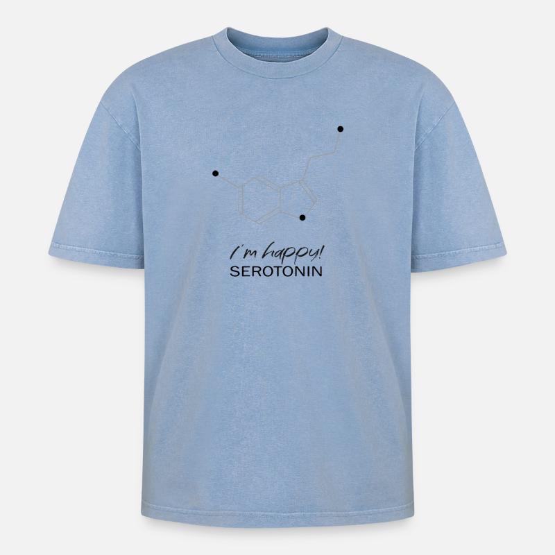 Ich bin glücklich - Oversized Unisex Premium Acid-Washed T-Shirt - Blau Acid Wash