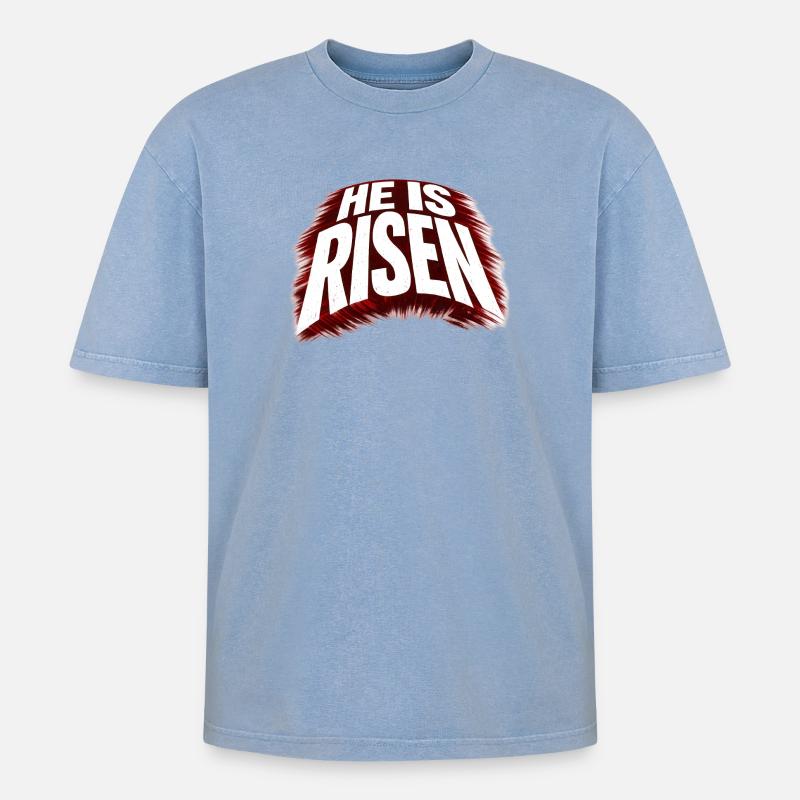 he is risen - Oversized Unisex Premium Acid-Washed T-Shirt - acid washed blue