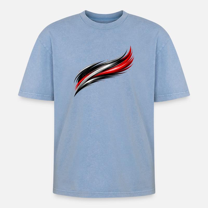 Sportliches Trikot Design Dynamischer Effekt - Oversized Unisex Premium Acid-Washed T-Shirt - Blau Acid Wash