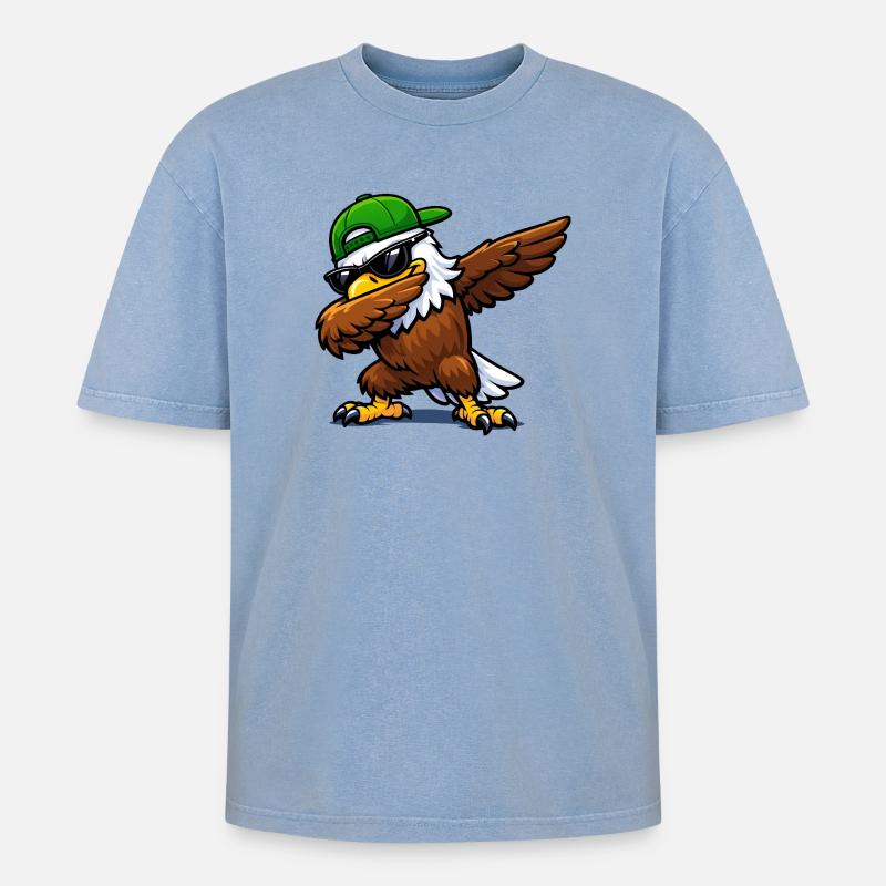 Aigle à l’eau à dabber - T-shirt Premium unisexe oversize acid-washed - bleu délavé acide