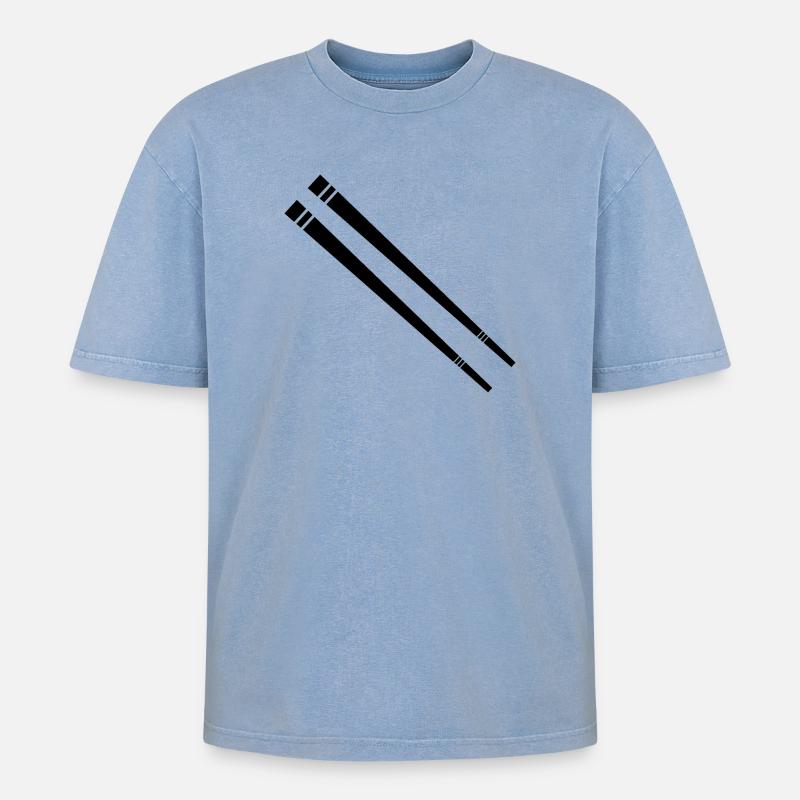Essstäbchen - Oversized Unisex Premium Acid-Washed T-Shirt - Blau Acid Wash