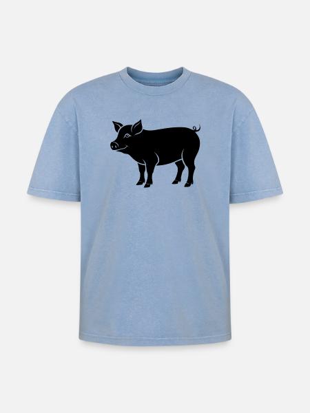cochon - T-shirt Premium unisexe oversize acid-washed - bleu délavé acide