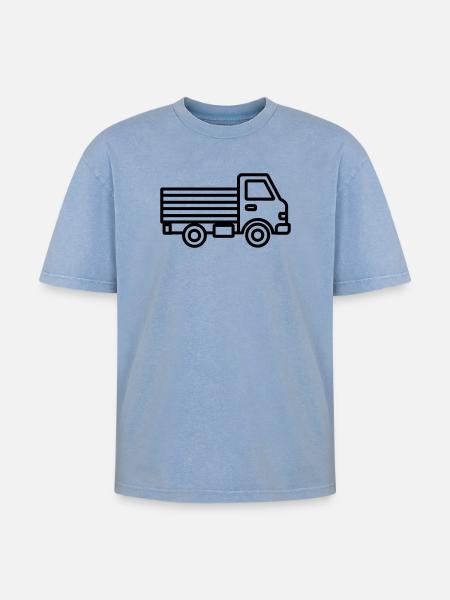 Lkw - Oversized Unisex Premium Acid-Washed T-Shirt - Blau Acid Wash