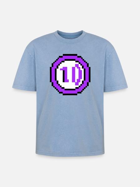 Arcade Coin 10 Years Anniversary - Oversized Unisex Premium Acid-Washed T-Shirt - acid washed blue