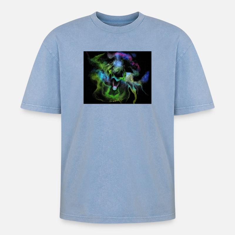 Kosmische Rauchnebelkugel - Oversized Unisex Premium Acid-Washed T-Shirt - Blau Acid Wash
