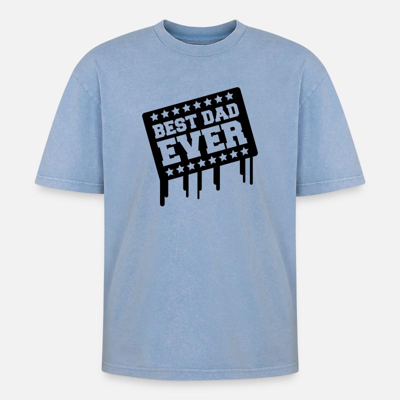 best_dad_ever03 - Oversized Unisex Premium Acid-Washed T-Shirt - Blau Acid Wash