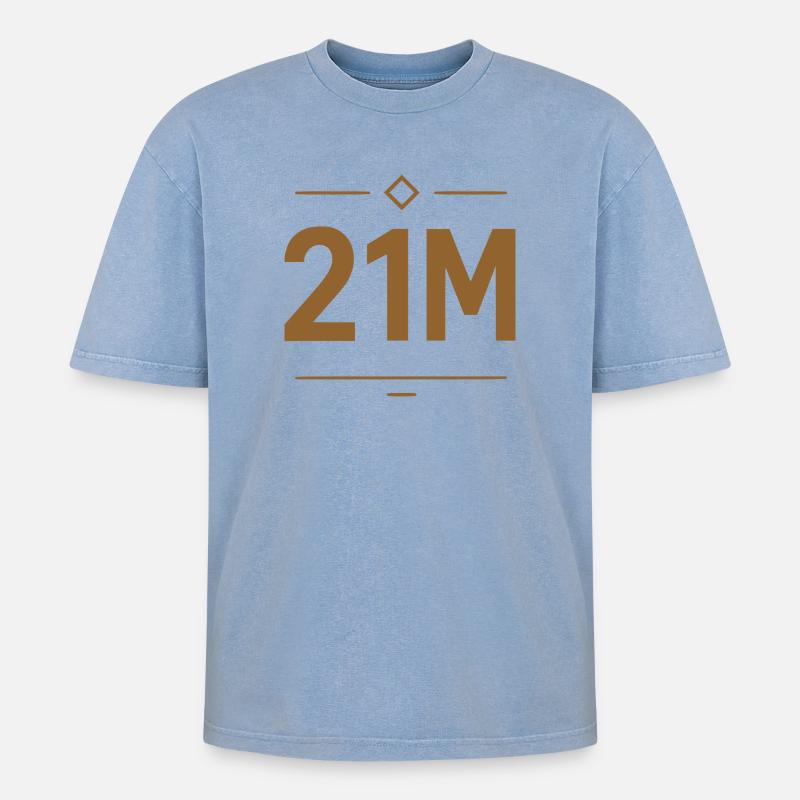 Conception de la limite Bitcoin 21M - T-shirt Premium unisexe oversize acid-washed - bleu délavé acide