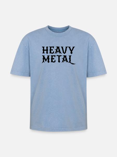 Heavy Metal Gothic logo - Oversized Unisex Premium Acid-Washed T-Shirt - acid washed blue