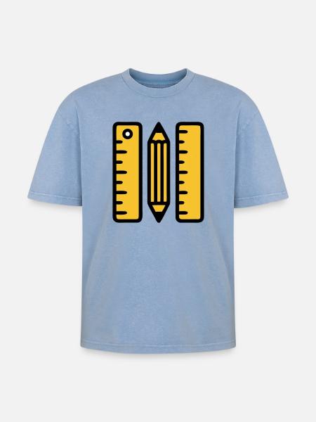 Règles-stylo dessinant l’architecture - T-shirt Premium unisexe oversize acid-washed - bleu délavé acide