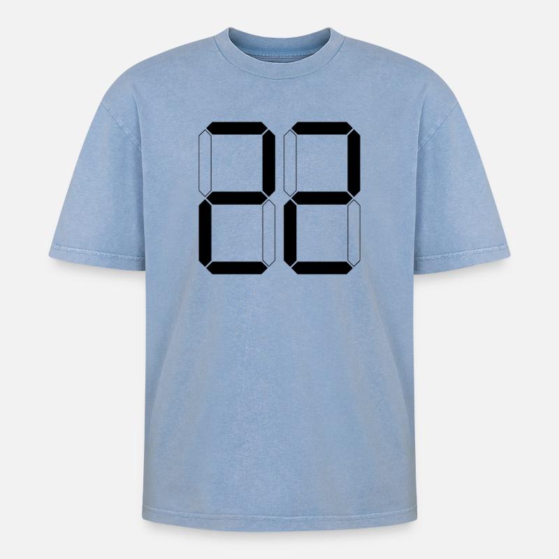 NUMMER 22 Zweiundzwanzig Geschenk Digital - Oversized Unisex Premium Acid-Washed T-Shirt - Blau Acid Wash
