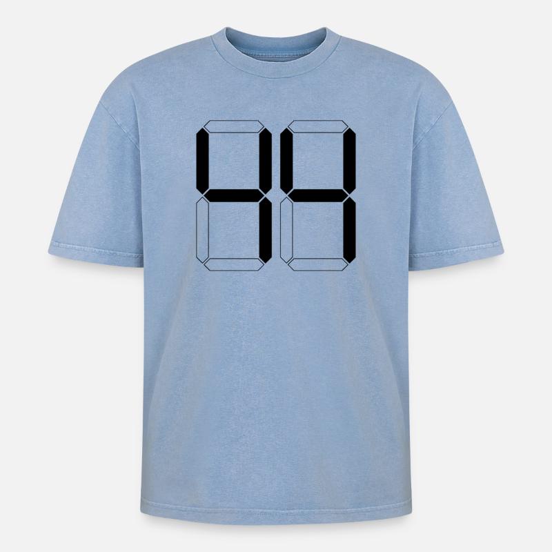 NUMMER 44 Vierundvierzig Geschenk Digital - Oversized Unisex Premium Acid-Washed T-Shirt - Blau Acid Wash