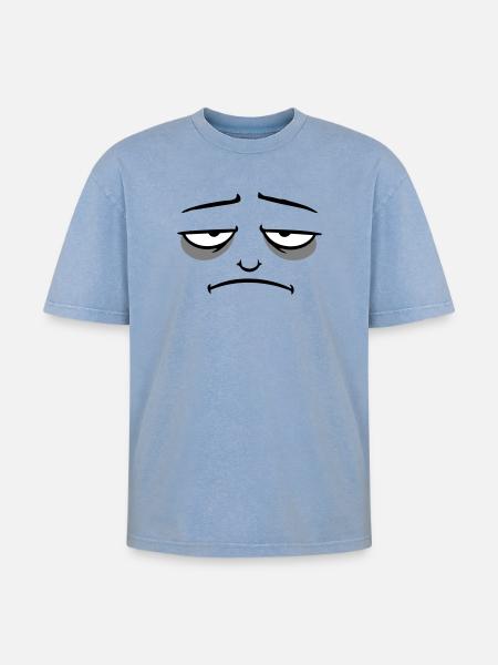 Grumpy sad disappointed face funny - Oversized Unisex Premium Acid-Washed T-Shirt - acid washed blue
