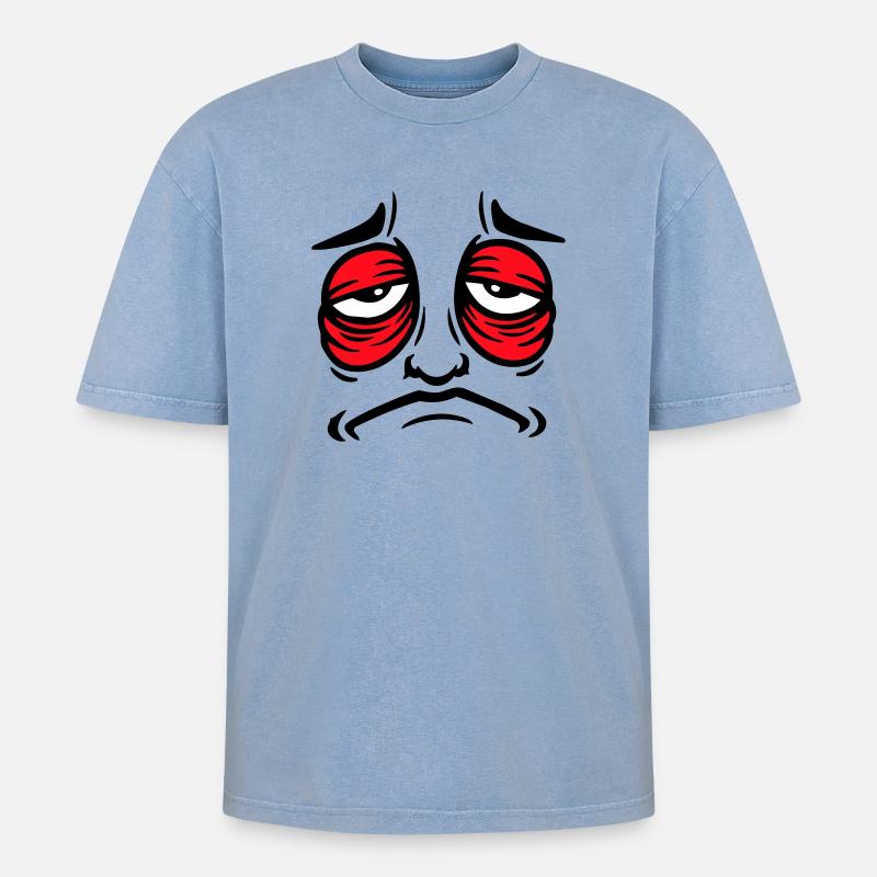 Grumpy sad disappointed face funny - Oversized Unisex Premium Acid-Washed T-Shirt - acid washed blue