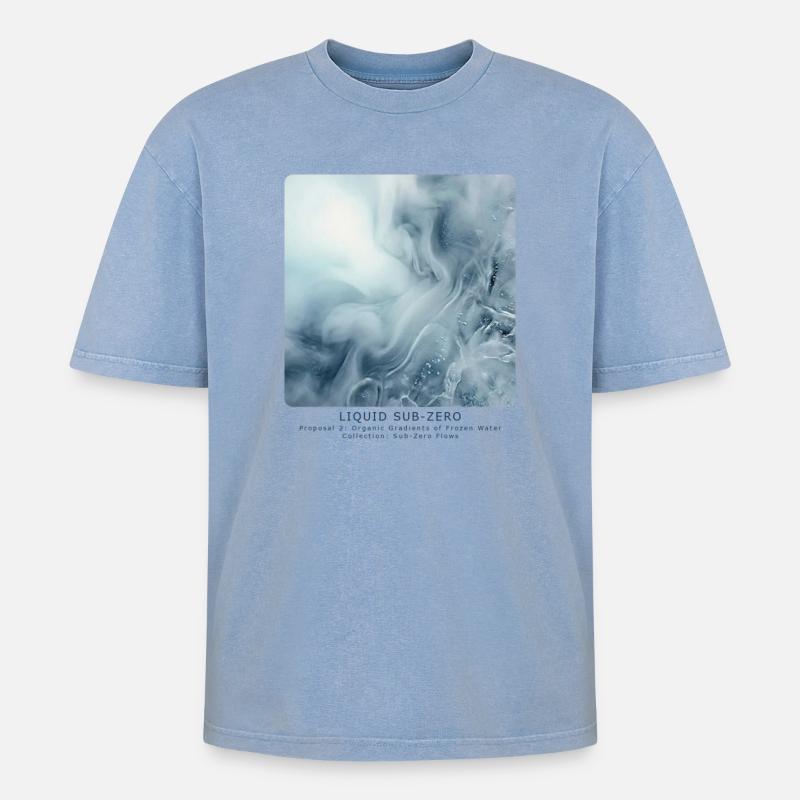 Liquid Sub-Zero - Oversized Unisex Premium Acid-Washed T-Shirt - Blau Acid Wash