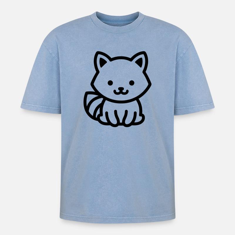 Waschbär - Oversized Unisex Premium Acid-Washed T-Shirt - Blau Acid Wash