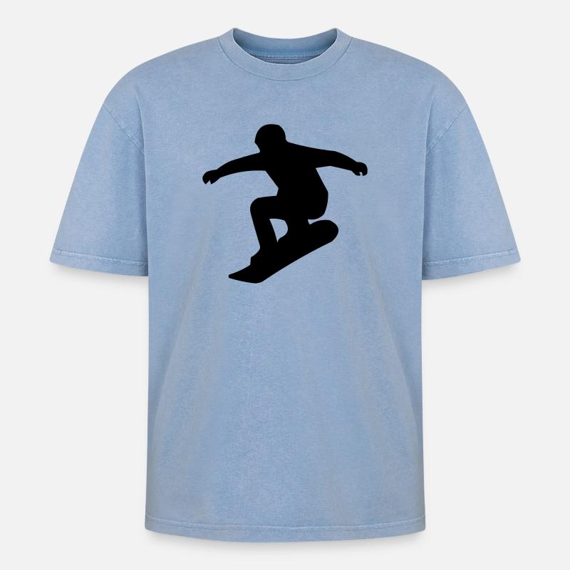 snowboarder - Oversized Unisex Premium Acid-Washed T-Shirt - Blau Acid Wash