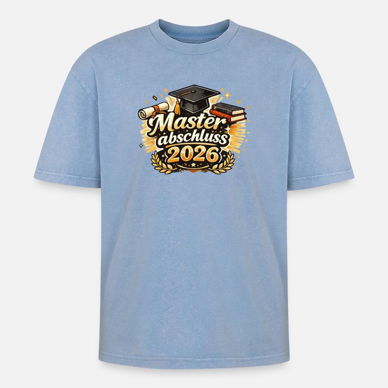 Masterabschluss 2026 - Oversized Unisex Premium Acid-Washed T-Shirt - Blau Acid Wash