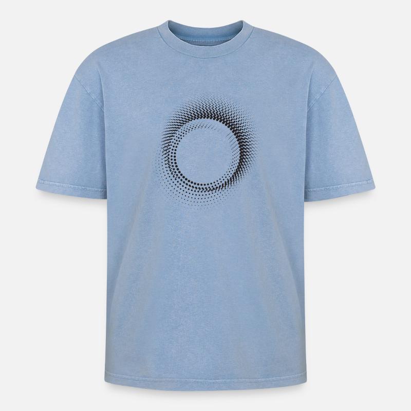 Halo Dot Ring Pattern - Oversized Unisex Premium Acid-Washed T-Shirt - acid washed blue