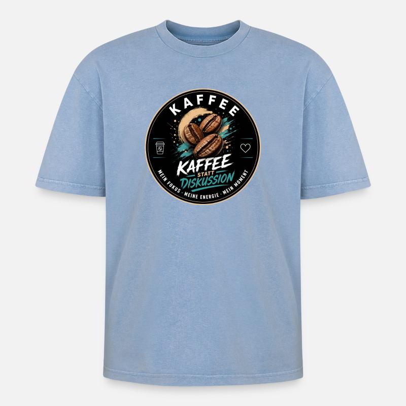 Kaffee Diskussion - modern - Oversized Unisex Premium Acid-Washed T-Shirt - Blau Acid Wash