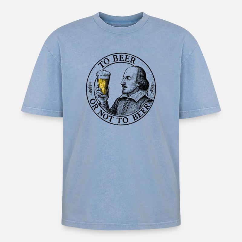Bier oder nicht Bier - Oversized Unisex Premium Acid-Washed T-Shirt - Blau Acid Wash