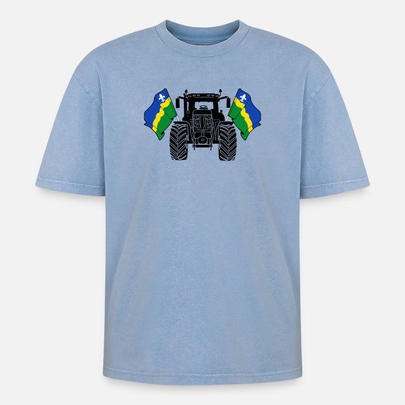 Flevoland_Tractor_Pride - Oversized Unisex Premium Acid-Washed T-Shirt - Blau Acid Wash