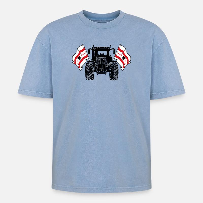 Drenthe_Tractor_Pride - T-shirt Premium unisexe oversize acid-washed - bleu délavé acide