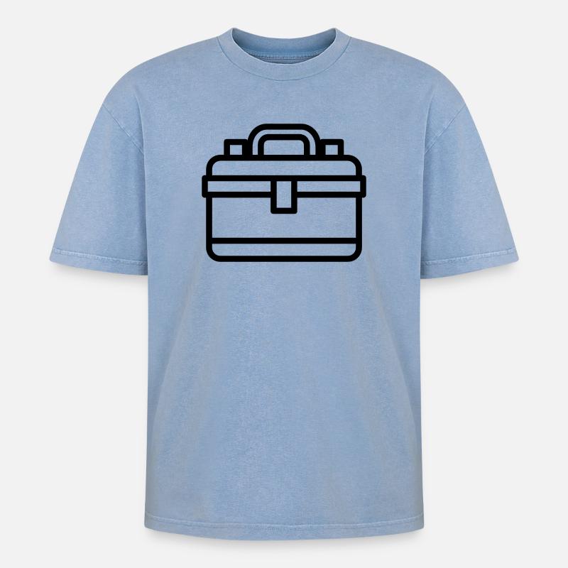 Toolbox - Oversized Unisex Premium Acid-Washed T-Shirt - acid washed blue