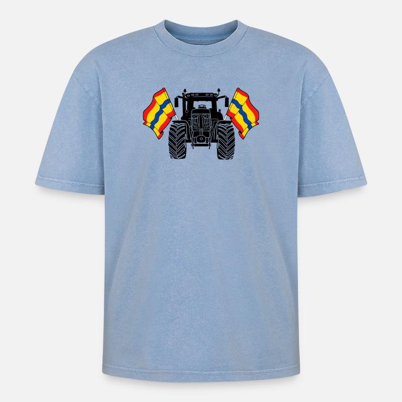 Overijssel_Tractor_Pride - Oversized Unisex Premium Acid-Washed T-Shirt - acid washed blue