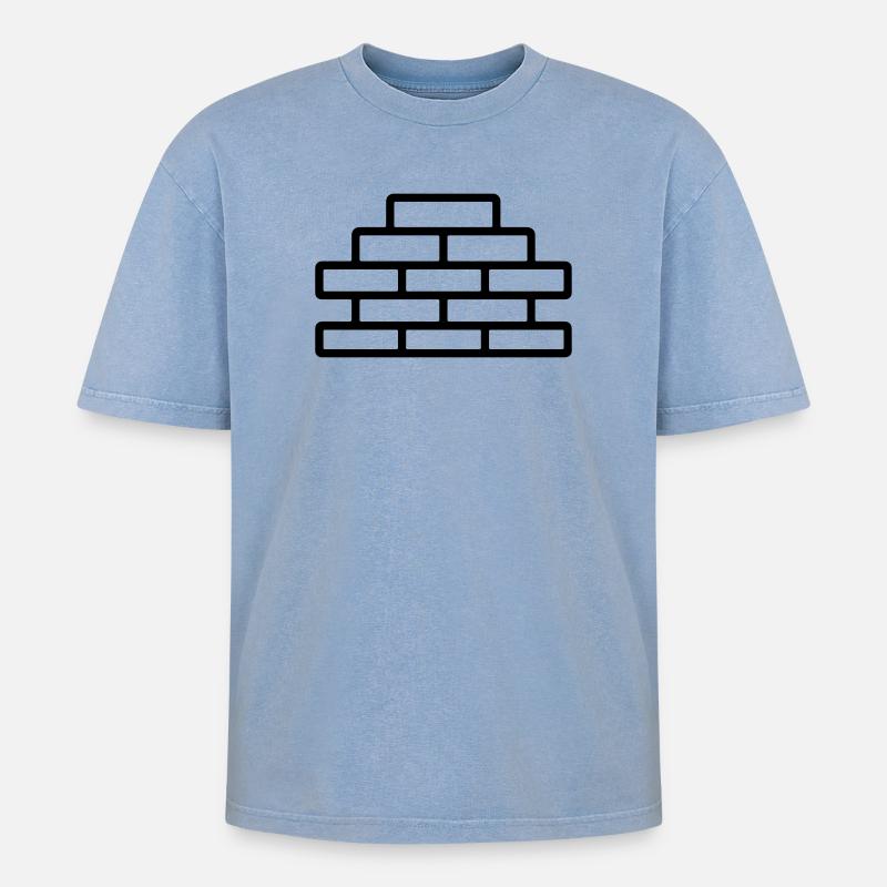 brick - Oversized Unisex Premium Acid-Washed T-Shirt - acid washed blue