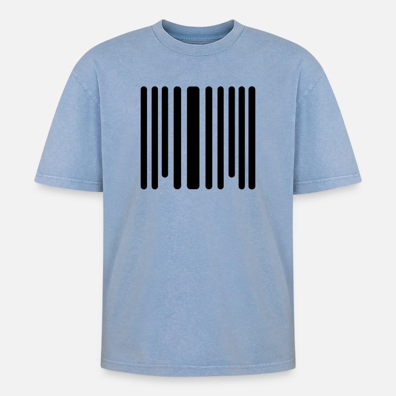 code barre - T-shirt Premium unisexe oversize acid-washed - bleu délavé acide