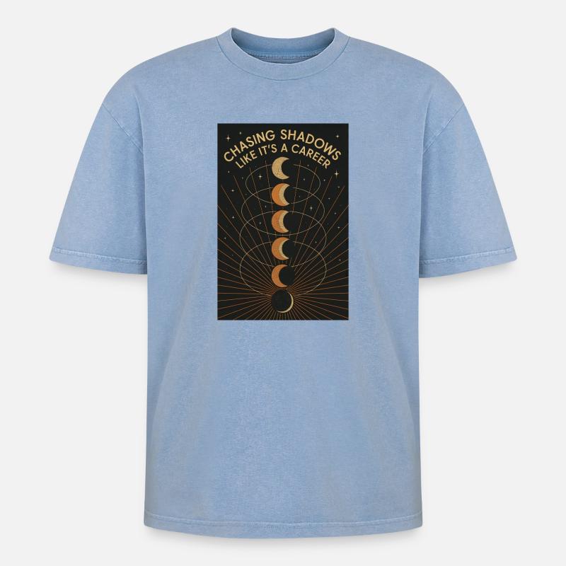 Shadow Hunt | Solar eclipse - Oversized Unisex Premium Acid-Washed T-Shirt - acid washed blue