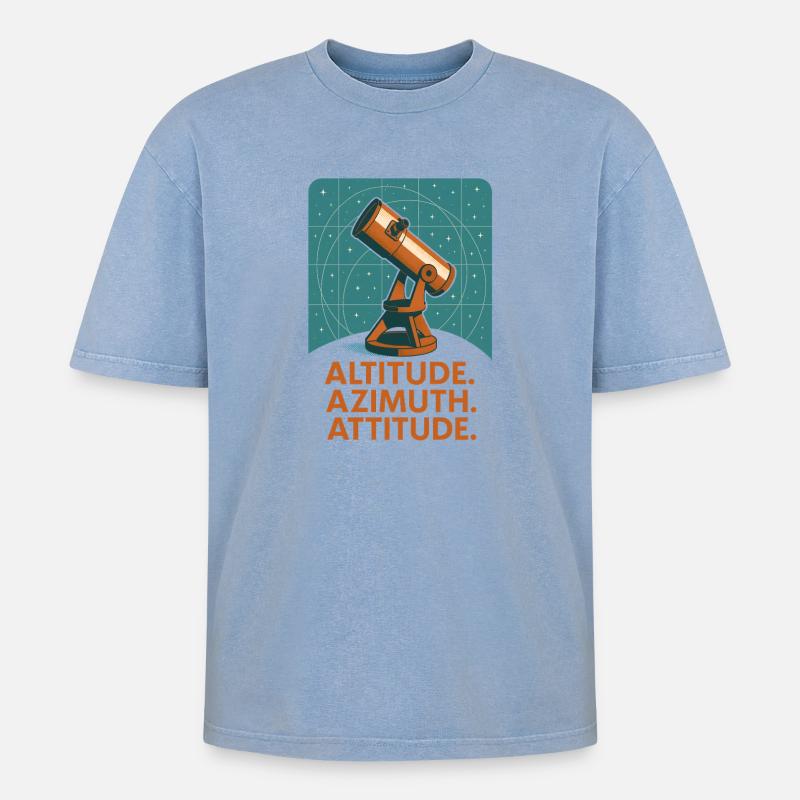 High Azimuth Posture | Astronomy - Oversized Unisex Premium Acid-Washed T-Shirt - acid washed blue