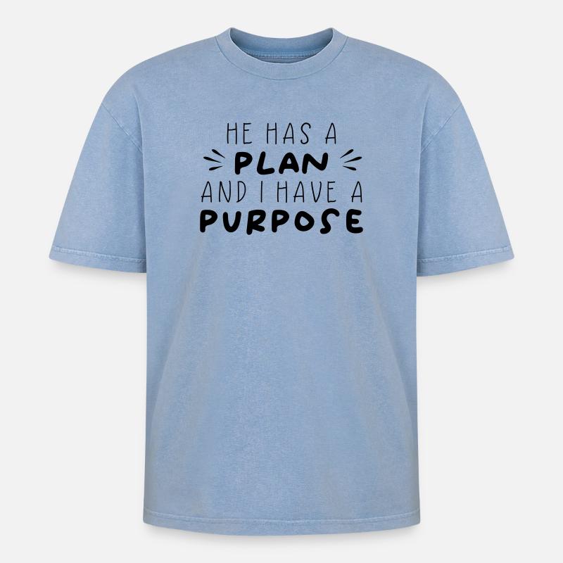 Plan & Purpose - Oversized Unisex Premium Acid-Washed T-Shirt - acid washed blue