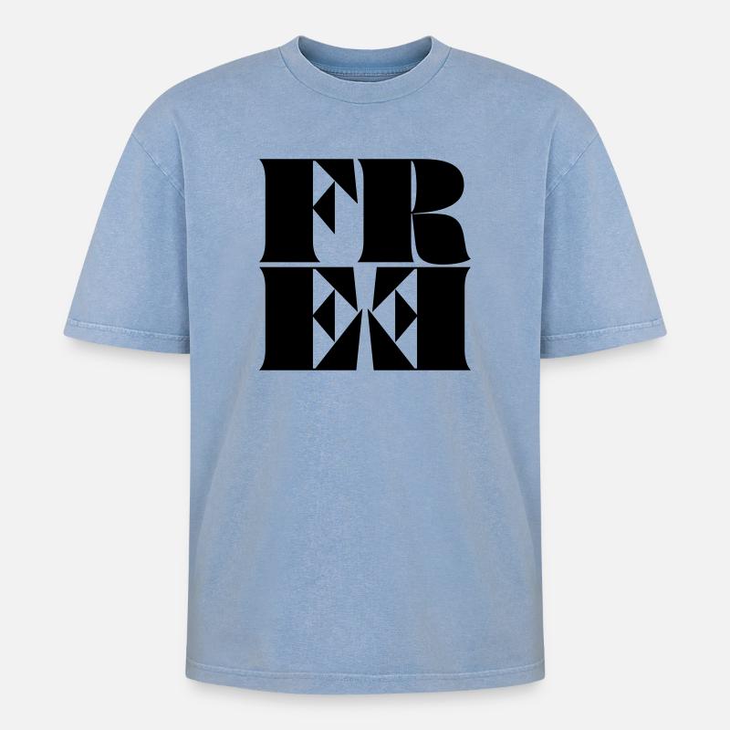 FREE - Oversized Unisex Premium Acid-Washed T-Shirt - Blau Acid Wash